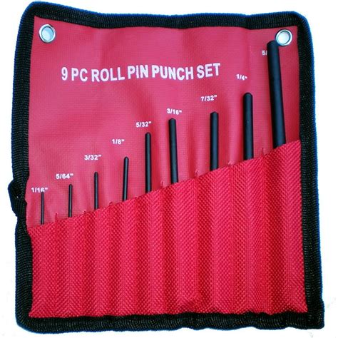 9 Pc Piece Forged Steel Roll Pin Punch Set in Roll Up Case Rifle Gunsmithing 9pc - Walmart.com ...