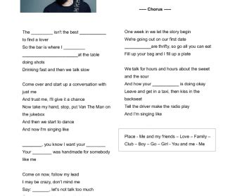 Song Worksheet Shape Of You By Ed Sheeran