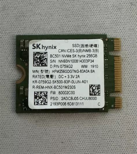 SK HYNIX BC501 256GB NVMe PCIe M2 2230 SSD HFM256GDGTNG 83A0A D P N