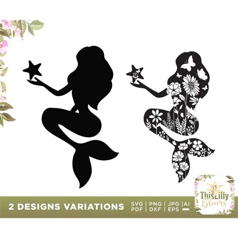 Fancy Floral Mermaid Svg Mermaid Svg Mermaid Tail Svg Cut Inspire