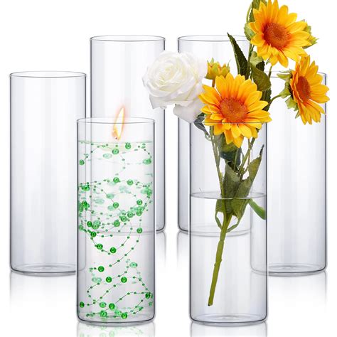 6 Pcs Glass Cylinder Vases Bulk 10 X 4 Inch For Sale Mesa AZ