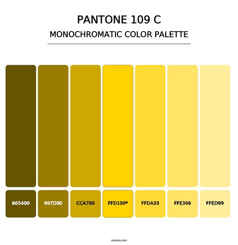 PANTONE 109 C Color Palettes Colorxs