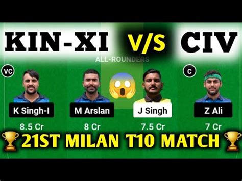 KIN XI VS CIV KIN XI VS CIV Dream11 KIN XI VS CIV Dream11