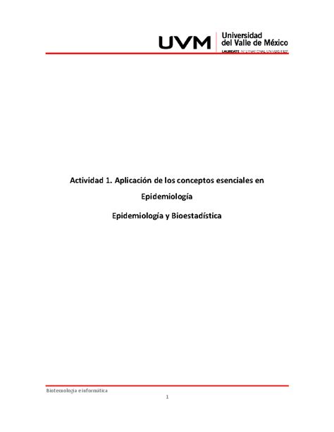 Aplicación de los conceptos esenciales en Epidemiología Biotecnología