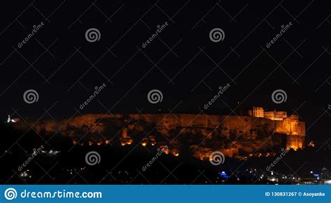 Night Panoramic View of Mehrangarh Fort, Shot at Jodhpur Stock Image ...