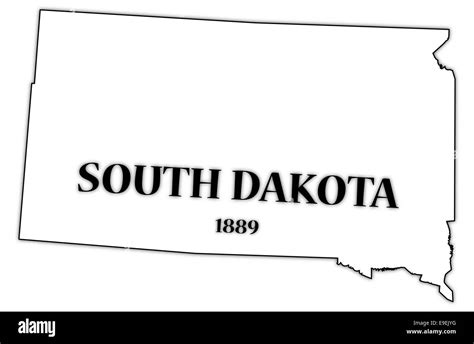 A South Dakota state outline with the date of statehood isolated on a ...