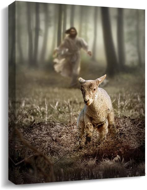 Pinetree Art Christian Wall Decor Jesus And Lamb Canvas Wall Art