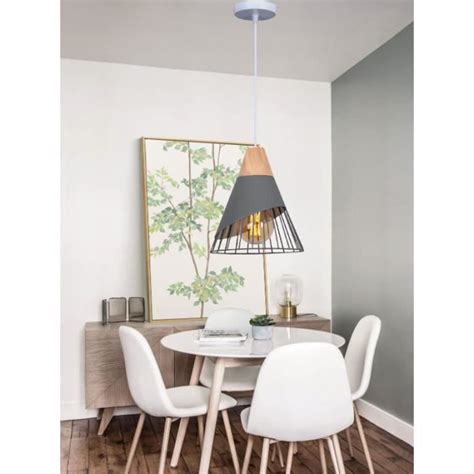 Tempas Suspension Luminaire Vintage Gris Rétro Lustre Plafonnier Cage