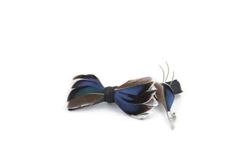 All Duck Feather Bow Tie With Feather Lapel Pin Set Etsy