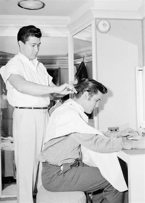 Elvis Getting Haircut While On Movie Set Elvis Presley Young Elvis