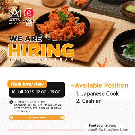 Lowongan Kerja Japanese Cook Cashier Marketing Cook HRD GRO