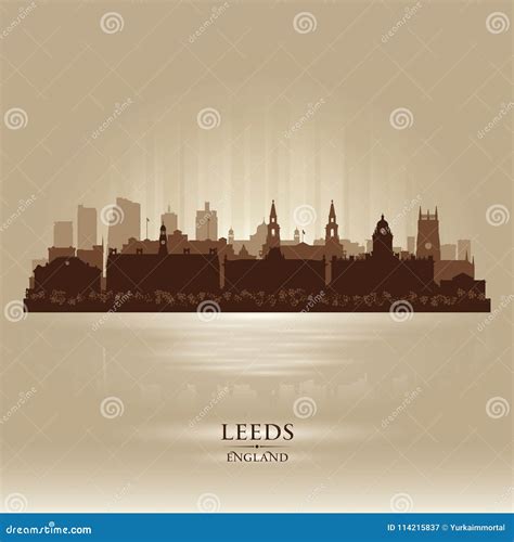 Leeds England City Skyline Silhouette Black Background Vector