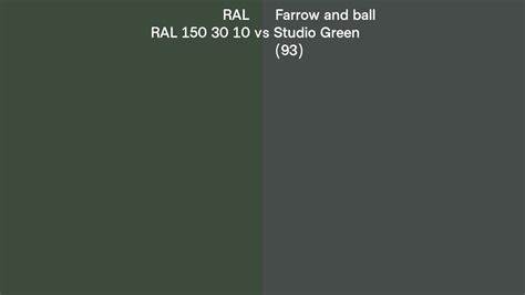 RAL RAL 150 30 10 Vs Farrow And Ball Studio Green 93 Side By Side