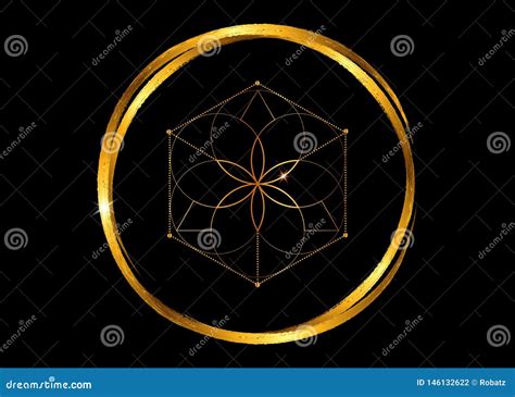 Gold Symbol Of Alchemy Esoteric Flower Of Life Sacred Geometry