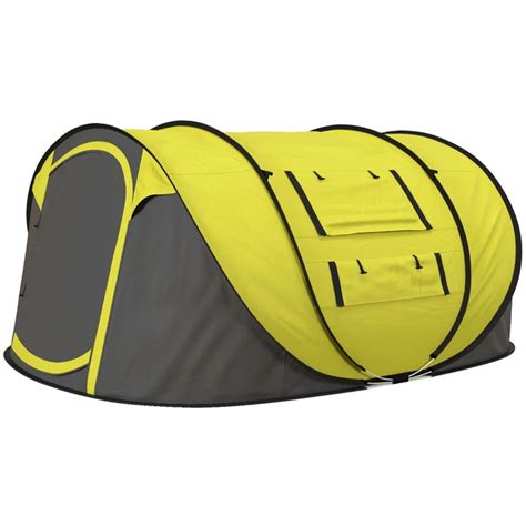 Outsunny 4 5 Person Pop Up Camping Tent Yellow Wilko