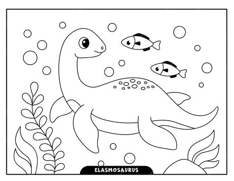 Premium Vector Elasmosaurus Coloring Pages For Kids