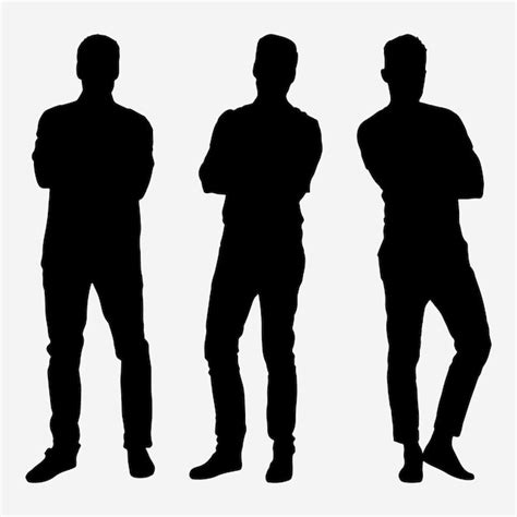 Premium Vector A Black Silhouette Of Three Men With Their Arms Crossed