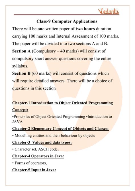 Icse Class 9 Computer Applications Syllabus 2018 2022 Examinations