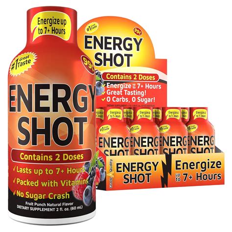 Amazon.com : Extra Strength Energy Shot – Fruit Punch – 260mg Caffeine ...