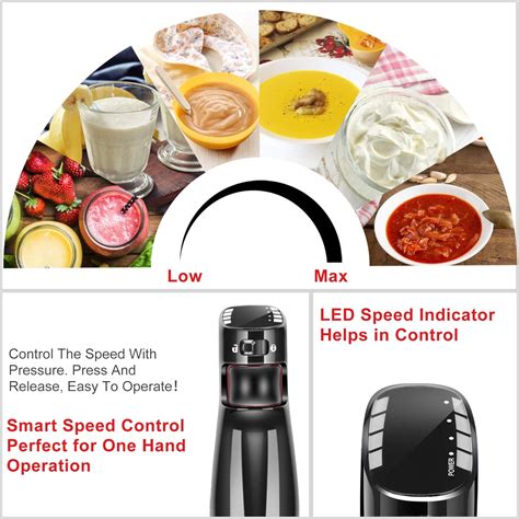 4 In 1 Variable Speed Immersion Hand Blender Powerful 400W DC Motor