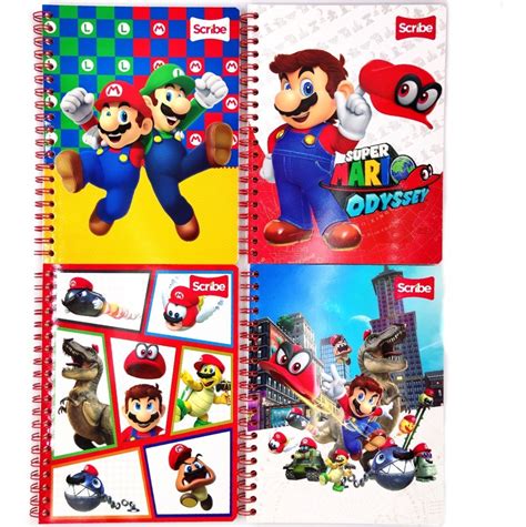 6 Cuaderno Doble Arillo Scribe Mario Bros Profesional 100hjs Mercado