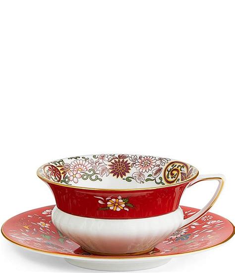 Wedgwood Wonderlust Crimson Orient Teacup And Saucer Dillards