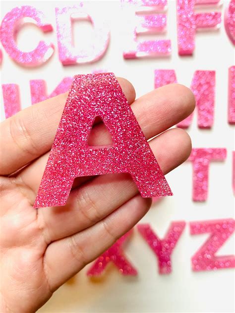 Pink Glitter Resin Alphabet Letters With Resealable Bag Etsy