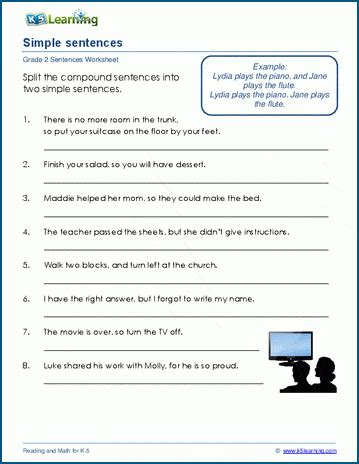 Free simple sentences worksheet for, Download Free simple sentences worksheet for png images ...