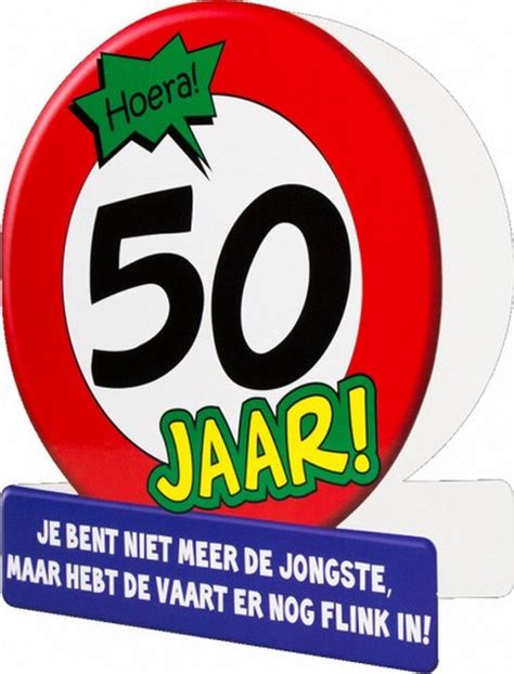 Wenskaart 50 Jaar Verkeersbord 14 X 16 Cm Karton Bol