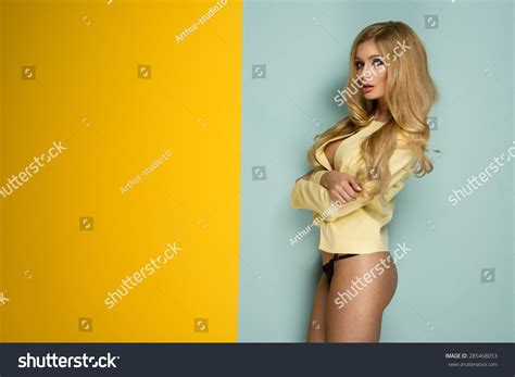 Sexy Slim Blonde Woman Posing Studio Stock Photo 285468053 Shutterstock