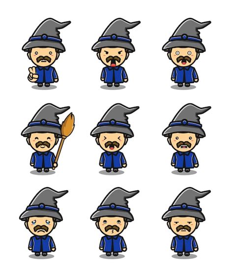 Premium Vector | Cute witches cartoon set