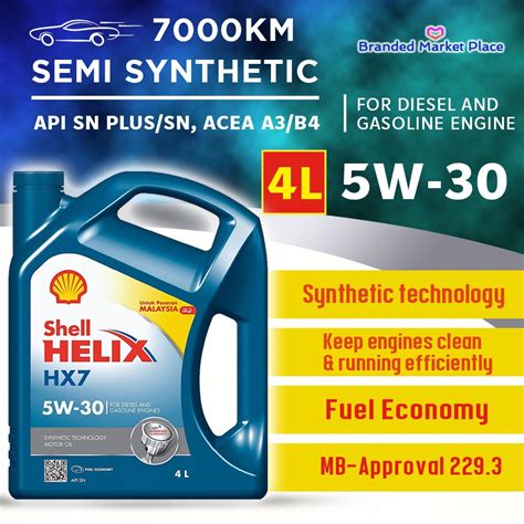 Shell HELIX HX7 X 5W30 Semi Synthetic Engine Oil Motor Oil 4L API