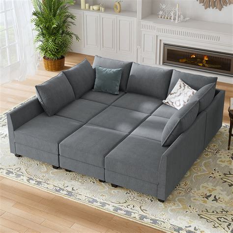 Latitude Run® Larchmere Modular Sectional Sofa U Shaped Sofa Couch With Storage Ottoman ...