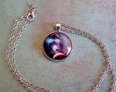 Purple Galaxy Necklce Galaxy Necklace Nebula Pendant Space Etsy