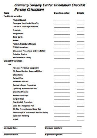 17 SAMPLE Nursing Orientation Checklist In PDF