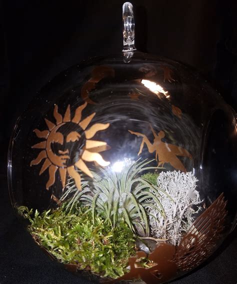 Terrarium With Fairy Design Mosses And An Air Plant Etsy