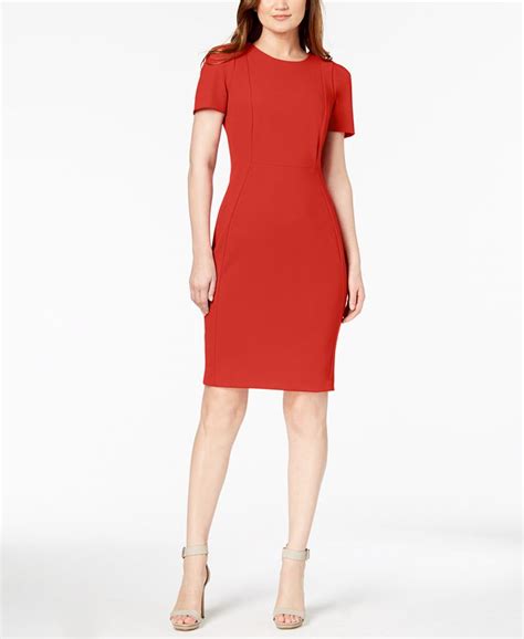 Calvin Klein Seamed Scuba Crepe Sheath Dress And Reviews Dresses Women Macys