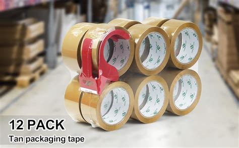 BOMEI PACK Tan Packing Tape Refills Bulk Brown Packing Tape With