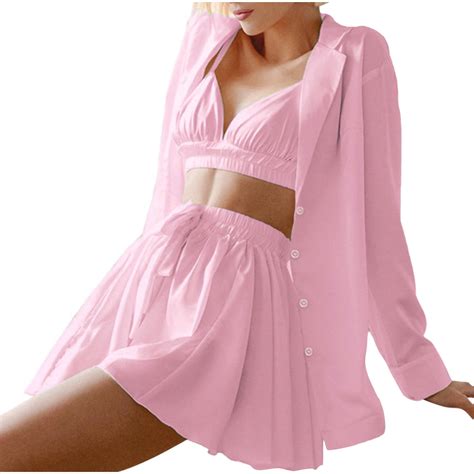 Bovxnpu Silk Satin Pajamas Set Women Two Piece Nightwearwomens Fashion Sexy Suspender Short