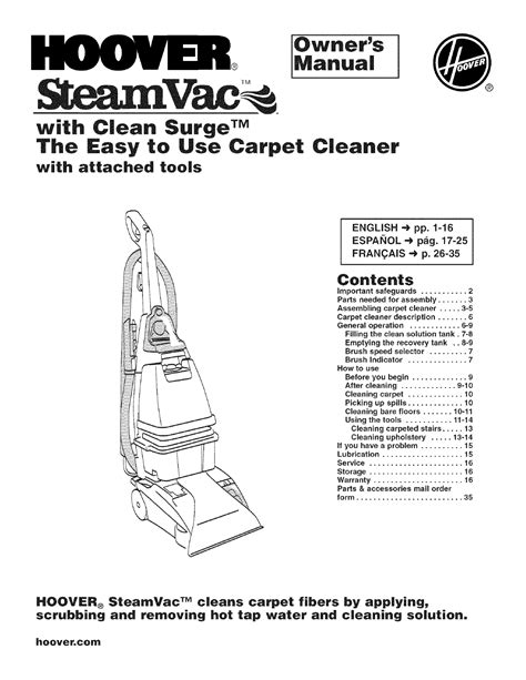 Hoover Carpet Cleaner Instruction Manual