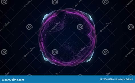 Abstract Sci Fi Sphere With Particles And Lines Technology Network