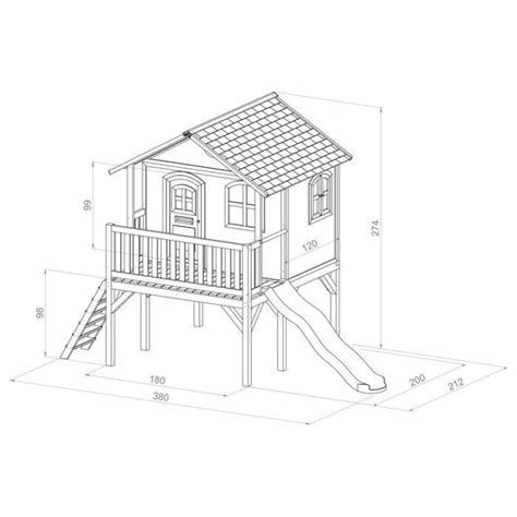 Cabane En Bois Avec Toboggan Vert Pour Enfant Sophie