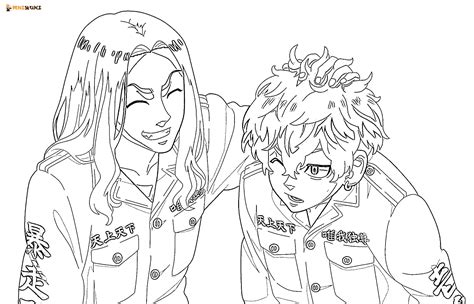 Keisuke Baji And Chifuyu Matsuno From Tokyo Revengers Coloring Page