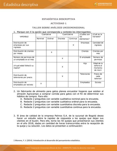 Actividad 1 Evaluativa Estadistica Descriptiva 1 Moreno Y J