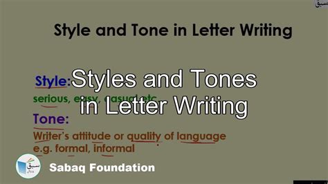 Styles And Tones In Letter Writing English Lecture Sabaqpk Youtube