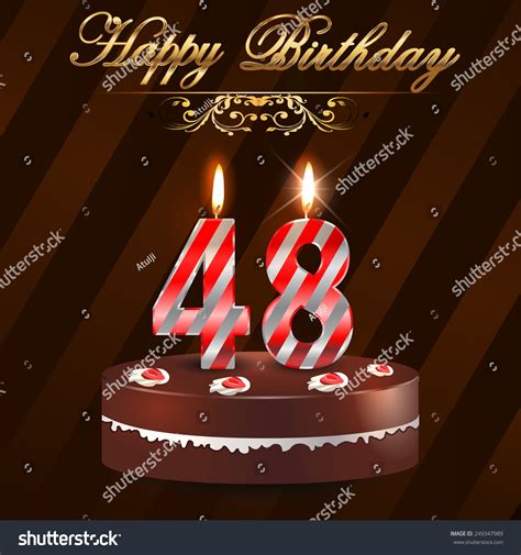 48 Year Happy Birthday Card Cake Stock Vector 249347989 Shutterstock