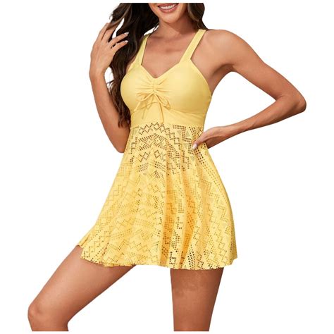 Anineo Women Swimwear Solid Color Casual Conservative Bikini Skirt Lace