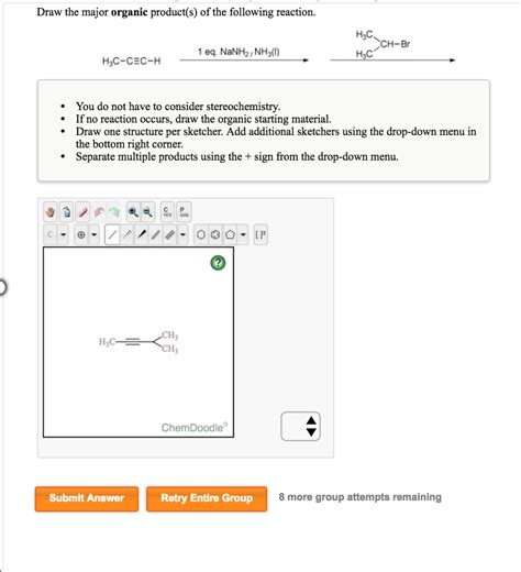 Draw The Major Organic Product For The Following Reaction Chegg