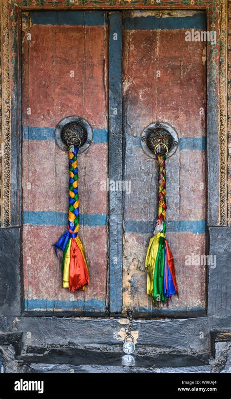 Intricate Decorations On A Doorway At Thiksey Monastery Gompa Ladakh