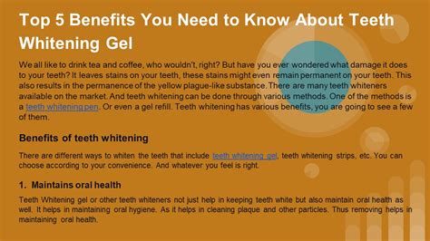 Ppt Top 5 Benefits You Need To Know About Teeth Whitening Gel